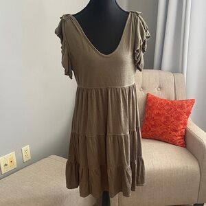 Max Studio Olive Tiered Mini Dress